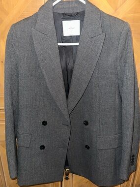 Aritzia Wilfred Double-Breasted Charcoal Blazer